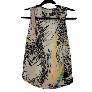 Yumi Kim Silk Tunic Tank Top Abstract Print Size M